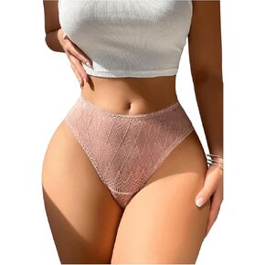 Women's High Waisted Lace Underwear Criss Cross Hollow Out Soft Panty