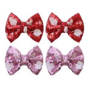 4PCS Blue Sequin Hair Bows Clips Sparkly Hair Bows for Girls Dark Pink Alligator Clips Glitter Hairpins Hair Accessories for Children Toddler Teenage Girls Kids Gift