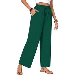 Bestbee Womens Business Casual Pants, Loose Fit Long Trousers 2025 Spring High Waist Waffle Knit Sweatpants with Pockets