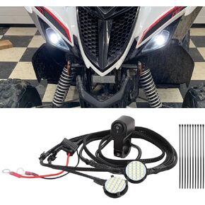 AUTOVIC Left & Right Headlight Kit for 2016-2024 Yamaha Raptor 90 Raptor 110 Headlight Kit With Switch Wire Harness Plug Waterproof LED Headlight Wiring Harness Kit White Light