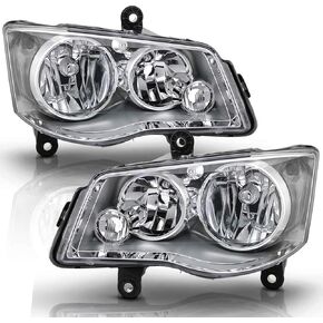 Headlights Assembly Black Housing fit for 2011-2020 Dodge Grand Caravan,2008-2016 Chrysler Town & Country Head Light Headlamp Driver and Passenger Side,