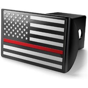 Thin Red Line Firefighter USA Flag Trailer Hitch Cover- Gifts for Firefighters