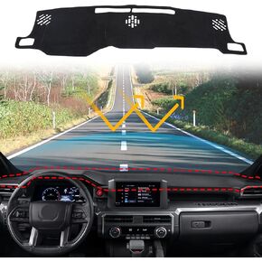 LLKUANG Car Dashmat Dash Mat Cover Compatible with Toyota Tacoma 2024 2025+ Terylene Car Dashboard Cover Sun Shade Pad Anti-Slip Dash Board Accessories (Black)