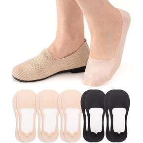 MANZI 5 Pairs Thin No Show Socks Invisible Low Cut Liner Non Slip Footies Socks for Women