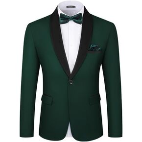 MAGE MALE Men's Tuxedo Jacket Slim Fit One Button Solid Blazer Jacket for Dinner,Prom,Party