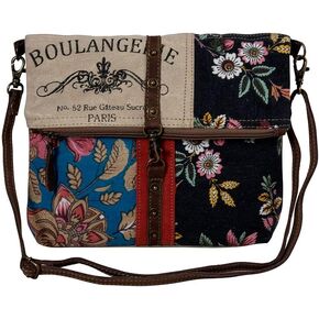 حقيبة ميرا باغ للنساء - حقيبة كتف من الجلد والقماش الغربي المُعاد تدويره مزهرة in Kuwait