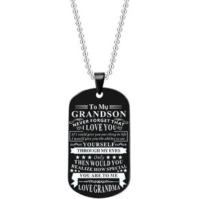 Sisadodo Gifts for Grandson Grandma Never Forget That I Love You to Grandma Military Dog Tags Inspirationa Necklace Birthday Christmas Gifts for Grandson from Grandma Grandmother