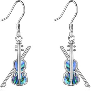 YAFEINI Violin Earrings 925 Sterling Silver, Dangle Drop Earrings for Women, Music Gifts, Hypoallergenic, Tarnish Resistant, Nickel-Free, Violinist Jewelry