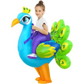 KOOY Inflatable Peacock Costume for Kids,Peacock Blow Up Costume Funny Halloween Blow Up Costumes Kids Costume