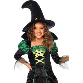 Leg Avenue Girl's 2 Pc Storybook Witch Costume with Dress, Hat