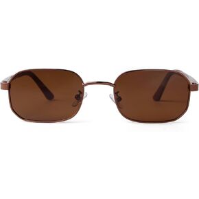 SDINM Polarized Sunglasses Men Women Lightweight Sun Glasses Narrow Square Metal Frame Shades with Spring Hinge