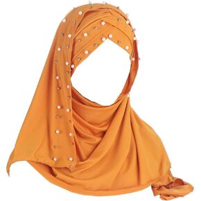 Girls Hijab Scarf with Beads Muslim Hijab Long Turban Head Scarf Shawl Wrap for Women