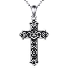 TIGER RIDER Ankh/Celtic Knot/Star of David/Heart Cross Pendant Necklace 925 Sterling Silver Religious Jewelry Gift for Men Women Christmas Birthday