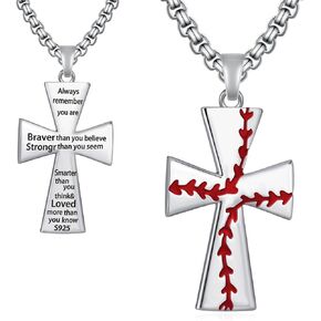 Baseball Cross Necklaces for Men 925 Sterling Silver Cross Baseball Chain Inspirational Bible Verse Baseball Gifts