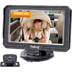Baby Car Camera 2-Pack for Backseat - HD 1080P Dual Camera, 170° Wide Angle, Night Vision, 360° Rotation, Safe Rear-Facing Infant and Toddler Camera, Easy Install Yakry