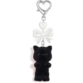 Cute Keychain Fuzzy Cat Keychain Kawaii Cat Bag Charms Aesthetic Y2K Keychain Bow Keychain for Purse Charms
