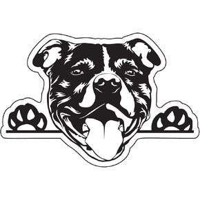 WickedGoodz Smiling Pit Bull Decal - Dog Breed Bumper Sticker - for Laptops Tumblers Windows Cars Trucks Walls - Black and White