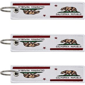 3 Pcs California State Flag Keychain,Woven label Key Chains for Car Keys,Fabric Key Chains Men and Women,Used for Various Decorations.
