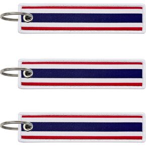 3 Pcs Thailand Thais Country Flag Keychain,Woven label Key Chains for Car Keys,Fabric Key Chains Men and Women,Used for Various Decorations.