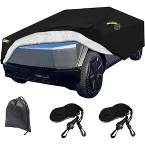 Car Covers for 2024 Cybertruck with Cotton Inside Heavy Duty 210D PU Cotton Waterproof Stretch Truck Cover 6 Layers UV Rain Snow with Door Zipper & Storage Bag
