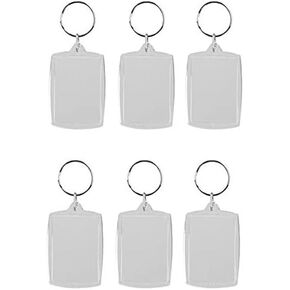 20 Pcs Keyring Holder Blank Acrylic Insert Keychain Photo Picture Frame Rectangle For Women Men Gift