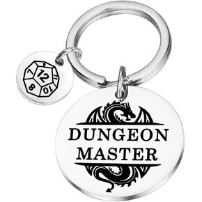 PLITI DND Gamer Keychain Dungeon Master Gifts Tabletop Role Playing Gamer Gift Rolling D20 Dice Key Ring