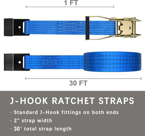 8Pack 2 inch Ratchet Straps Heavy Duty 30ft Flat Hook Blue Flatbed Straps Equipment Tie Down Ratcheting 6600lbs Working Load, 10000lbs Break Srength in Kuwait