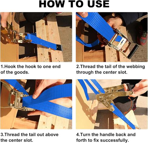 8Pack 2 inch Ratchet Straps Heavy Duty 30ft Flat Hook Blue Flatbed Straps Equipment Tie Down Ratcheting 6600lbs Working Load, 10000lbs Break Srength in Kuwait
