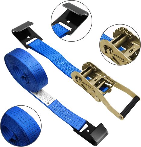 8Pack 2 inch Ratchet Straps Heavy Duty 30ft Flat Hook Blue Flatbed Straps Equipment Tie Down Ratcheting 6600lbs Working Load, 10000lbs Break Srength in Kuwait