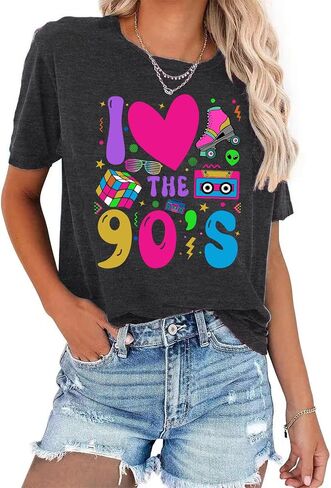90s Shirt for Women: I Love The 90s Shirt Graphic Vintage Tees 90's Neon Party Outfits Tops in Kuwait