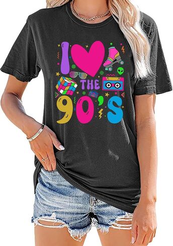 90s Shirt for Women: I Love The 90s Shirt Graphic Vintage Tees 90's Neon Party Outfits Tops in Kuwait