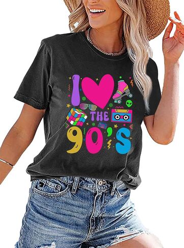 90s Shirt for Women: I Love The 90s Shirt Graphic Vintage Tees 90's Neon Party Outfits Tops in Kuwait