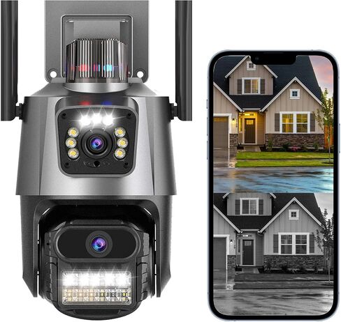 10MP 2.4G WiFi Surveillance Camera PTZ, Human Detection, Auto Tracking, Color Night Vision,Dual Lens WiFi Security Camera Outdoor Two-Way Audio IP66 Waterproof in Saudi Arabia