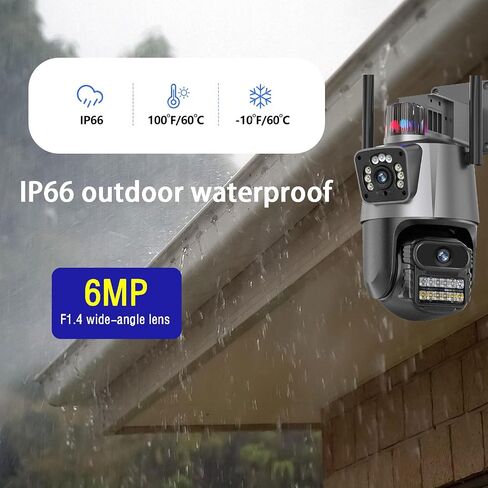 10MP 2.4G WiFi Surveillance Camera PTZ, Human Detection, Auto Tracking, Color Night Vision,Dual Lens WiFi Security Camera Outdoor Two-Way Audio IP66 Waterproof in Saudi Arabia