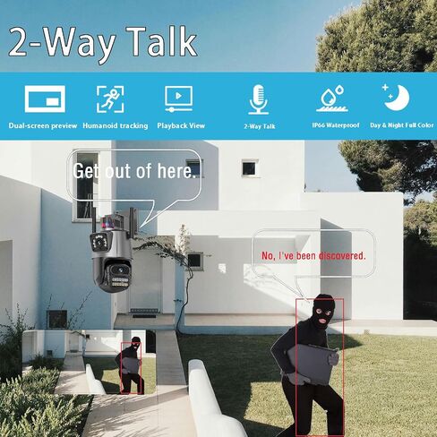 10MP 2.4G WiFi Surveillance Camera PTZ, Human Detection, Auto Tracking, Color Night Vision,Dual Lens WiFi Security Camera Outdoor Two-Way Audio IP66 Waterproof in Saudi Arabia