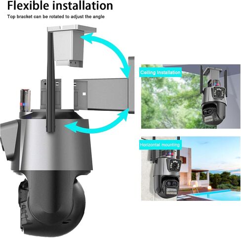10MP 2.4G WiFi Surveillance Camera PTZ, Human Detection, Auto Tracking, Color Night Vision,Dual Lens WiFi Security Camera Outdoor Two-Way Audio IP66 Waterproof in Saudi Arabia