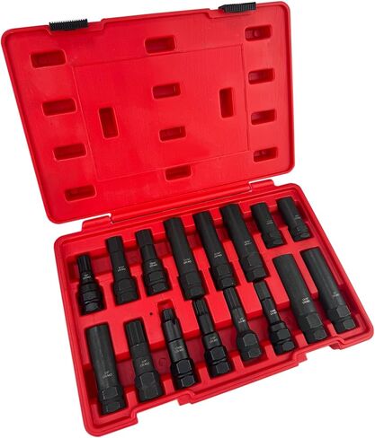 Lug Nut Key Set, 16 Pieces Locking Lug Master Key Set, Cr-Mo Steel, SAE & Metric Wheel Lock Removal Kit for Removing Locking Spline Star Hex and Fluted Hex Lug Nuts, Lug Nut Remover Set for Mechanics in Saudi Arabia