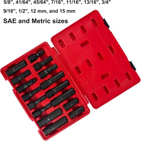 Lug Nut Key Set, 16 Pieces Locking Lug Master Key Set, Cr-Mo Steel, SAE & Metric Wheel Lock Removal Kit for Removing Locking Spline Star Hex and Fluted Hex Lug Nuts, Lug Nut Remover Set for Mechanics in Saudi Arabia