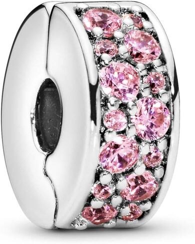 PANDORA Pink Pavé Clip Charm - سوار ساحر لأساور PANDORA Moments - فضة إسترلينية مع زركونيا مكعبة - هدية لها - مجوهرات للنساء مع صندوق هدايا in Saudi Arabia