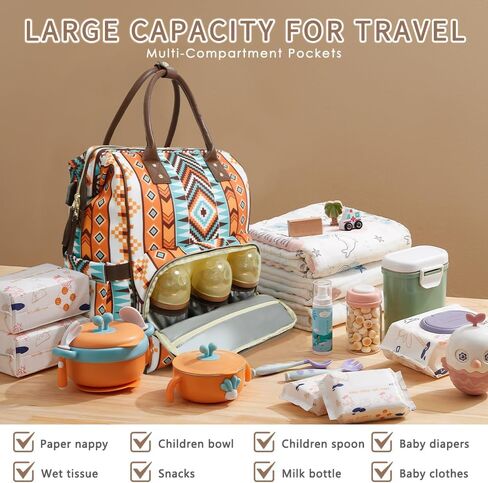 Diaper Backpack for Mom with Insulated Pockets Large Capacity Stylish Diaper Bag with Side Bottle Pockets, Pacifier Case, Stroller Straps & USB Port, Travel Essentials Big Diaper Bag in Saudi Arabia