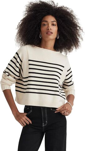 Madewell Rolled-Neck Pullover Sweater in Stripe in Saudi Arabia