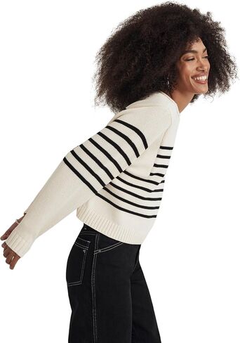 Madewell Rolled-Neck Pullover Sweater in Stripe in Saudi Arabia