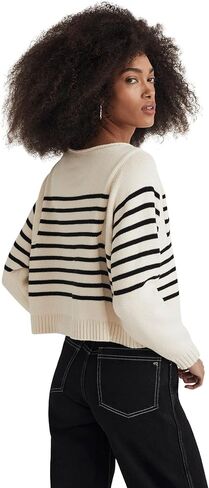 Madewell Rolled-Neck Pullover Sweater in Stripe in Saudi Arabia