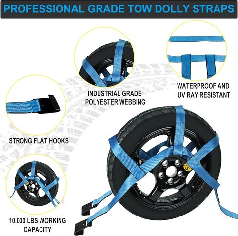 Set of 2 Tow Dolly Straps with Flat Hook,Blue Basket Strap,Fits Most 16-20" Tires Webbing Ratchet Straps… in Saudi Arabia
