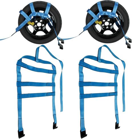 Set of 2 Tow Dolly Straps with Flat Hook,Blue Basket Strap,Fits Most 16-20" Tires Webbing Ratchet Straps… in Saudi Arabia