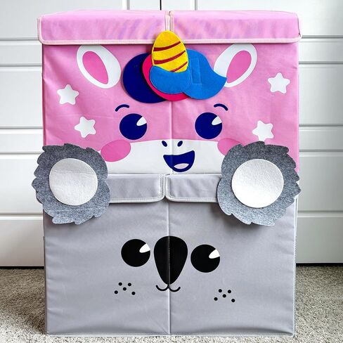 QUOKKA Toy Storage Box for Boys and Girls - 16x12x10In Koala Toy Chest Organizer for Kids - | Collapsible | Handles | Flip-Top Lids | - Fabric Foldable Bin for Playroom - Nursery Room Organization in Saudi Arabia