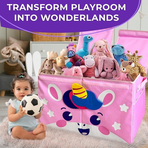 QUOKKA Toy Storage Box for Boys and Girls - 16x12x10In Koala Toy Chest Organizer for Kids - | Collapsible | Handles | Flip-Top Lids | - Fabric Foldable Bin for Playroom - Nursery Room Organization in Saudi Arabia