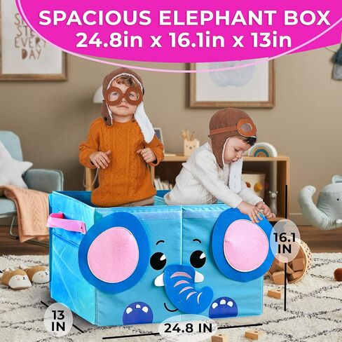 QUOKKA Toy Storage Box for Boys and Girls - 16x12x10In Koala Toy Chest Organizer for Kids - | Collapsible | Handles | Flip-Top Lids | - Fabric Foldable Bin for Playroom - Nursery Room Organization in Saudi Arabia