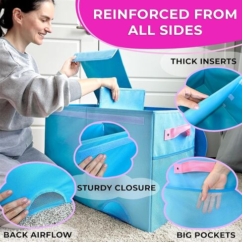 QUOKKA Toy Storage Box for Boys and Girls - 16x12x10In Koala Toy Chest Organizer for Kids - | Collapsible | Handles | Flip-Top Lids | - Fabric Foldable Bin for Playroom - Nursery Room Organization in Saudi Arabia
