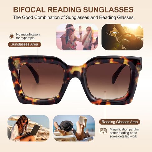 3 Pack Bifocal Reading Sunglasses for Women Fashion Sun Readers Glasses Spring Hinge Outdoor Reading Glasses UV400 Protection, +2.5 in Saudi Arabia